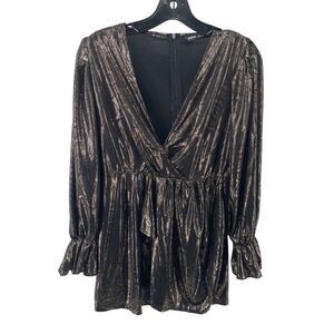 Shein gold Metallic Snakeskin Pull-over Mini Wrap Dress Small